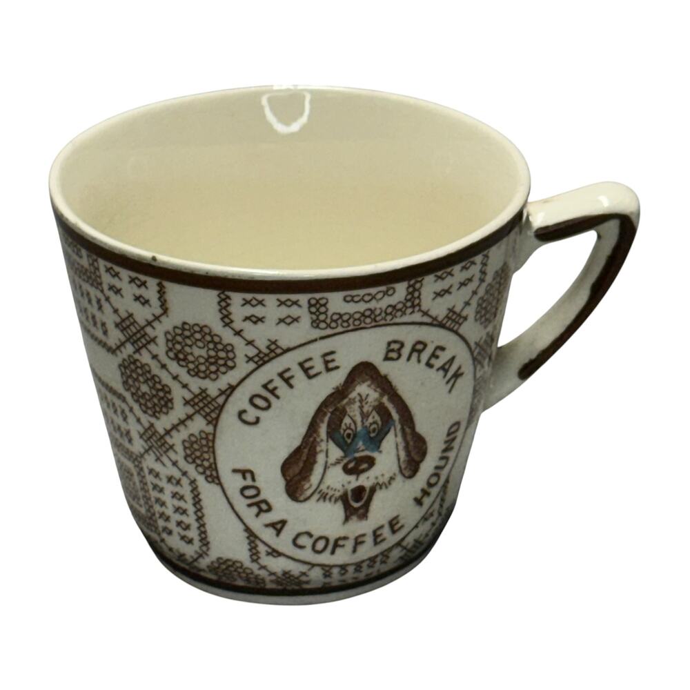 Vintage Japan Coffee Hound Novelty Mug Hidden Message Ceramic Retro